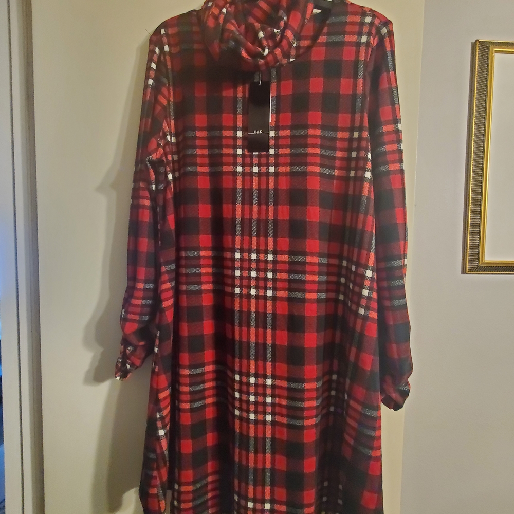 NWT Red and Black Plaid Hooded Dress